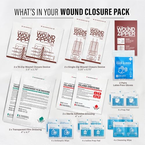 EVERLIT Compact Wound Closure Pack - Zip-Stitch, Butterfly & Waterproof Bandages
