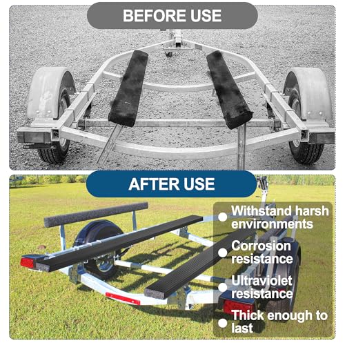 PE Boat Trailer Bunk Wrap Kit 16ft - 1.5 x 4in Waterproof Synthetic Roll with Screws & Straps