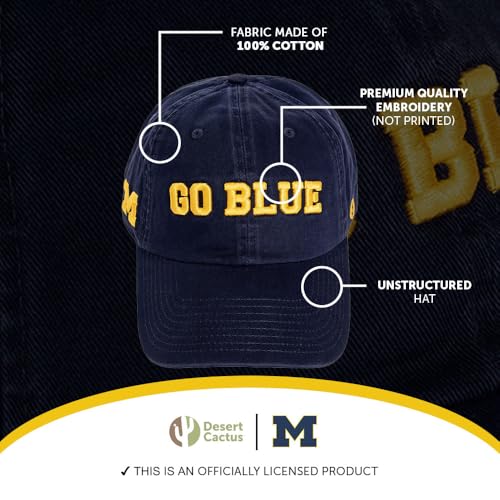 University of Michigan Embroidered Baseball Hat - Blue