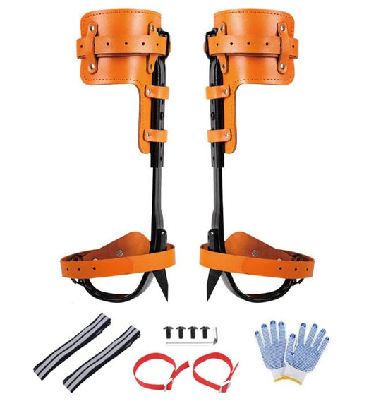Forged Steel Tree Climbing Spikes, Adjustable Tree Climbing Gear, Climbing Spurs Gaffs with Leather Pads, Arborist Climbing Equipment Tree Work Hunting Gear with Straps & Gloves