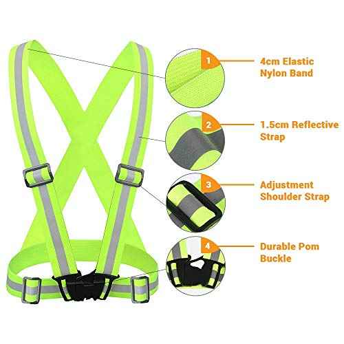 Reflective Vest Running Gear 2Pack, High Visibility Adjustable Safety Ves for Night Cycling,Hiking, Jogging,Dog Walking