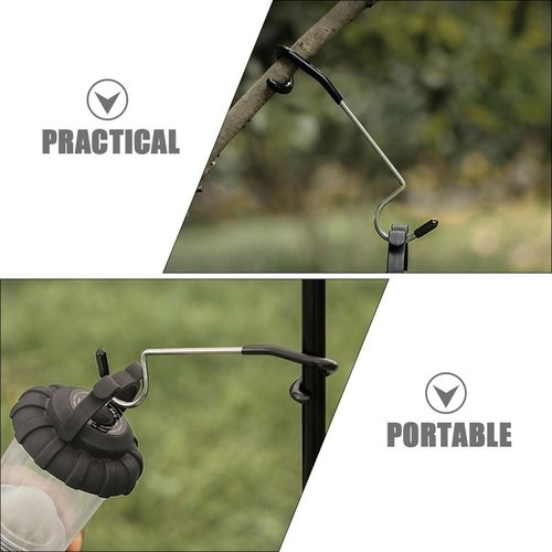 Baluue 3Pcs Outdoor Camping Lamp Pole Hooks, Non-Slip Portable Multi-Functional S Hooks for Tent Light, String Lights, and Outdoor Hanging, Steel and Rubber