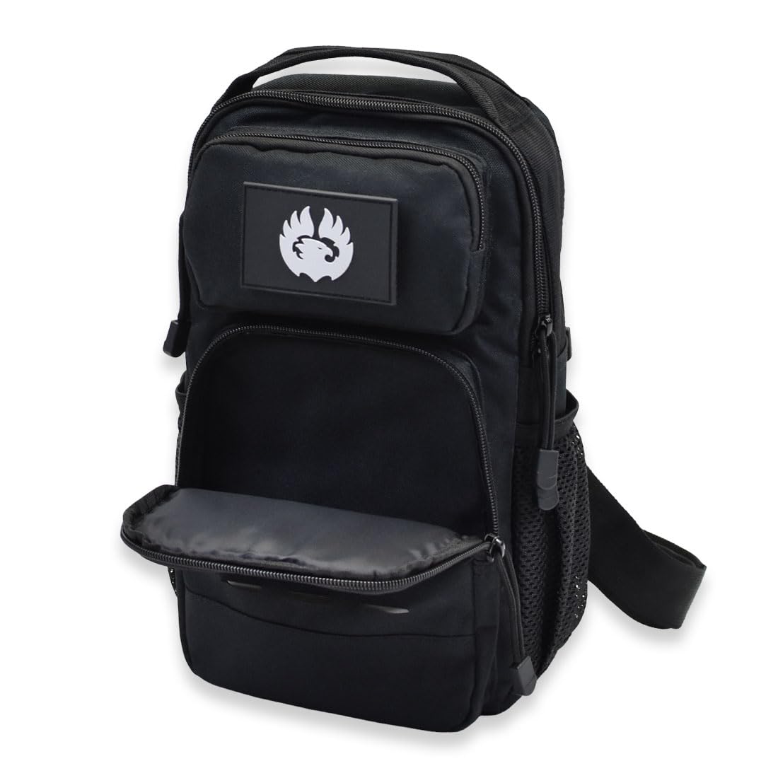 TORCH Sling Bag Single Shoulder Crossbody Backpack Urban Outdoor Sports Military Style MOLLE Travel Pack for EDC Gear V2 Black