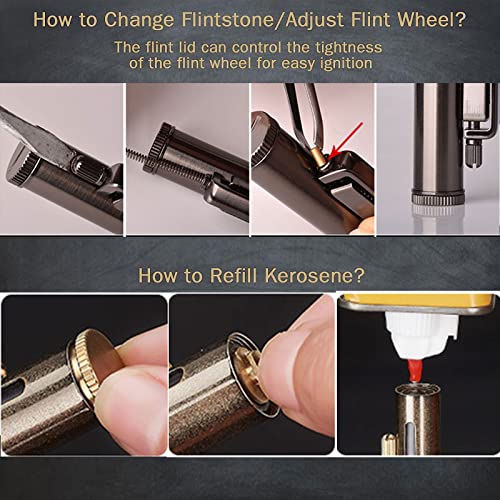 Kerosene Trench Lighter Vintage Metal Portable Refillable Lighter Bronze