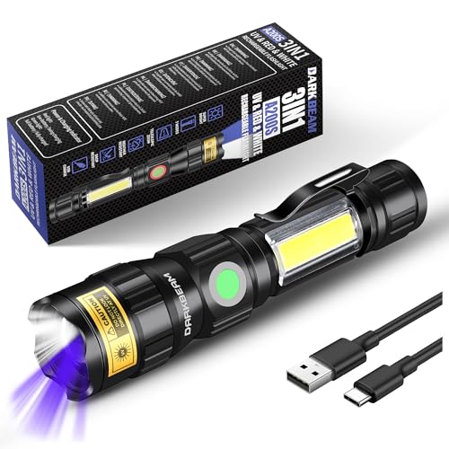 UV Blacklight Flashlight 365nm with Rechargeable USB for Detection & Outdoor Use