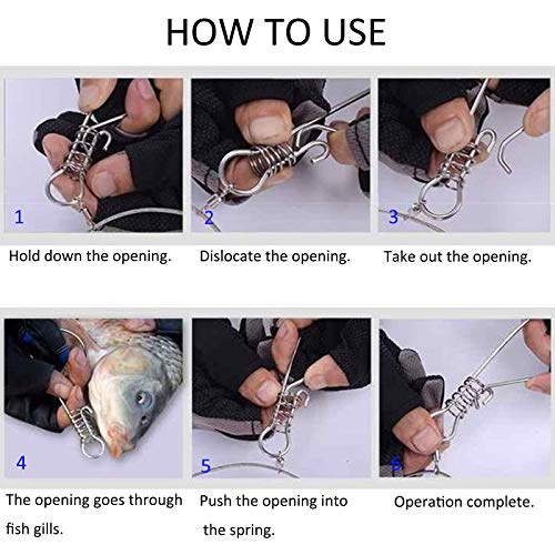 Fish Stringer Kit 5M with 10 Buckles, Stainless Steel Live Fish Lock & Float