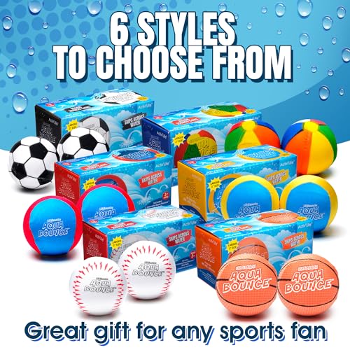 Activ Life Larger 3-Inch Water Skip Balls - 2 Pack Yellow Cyan for Pool & Beach Play