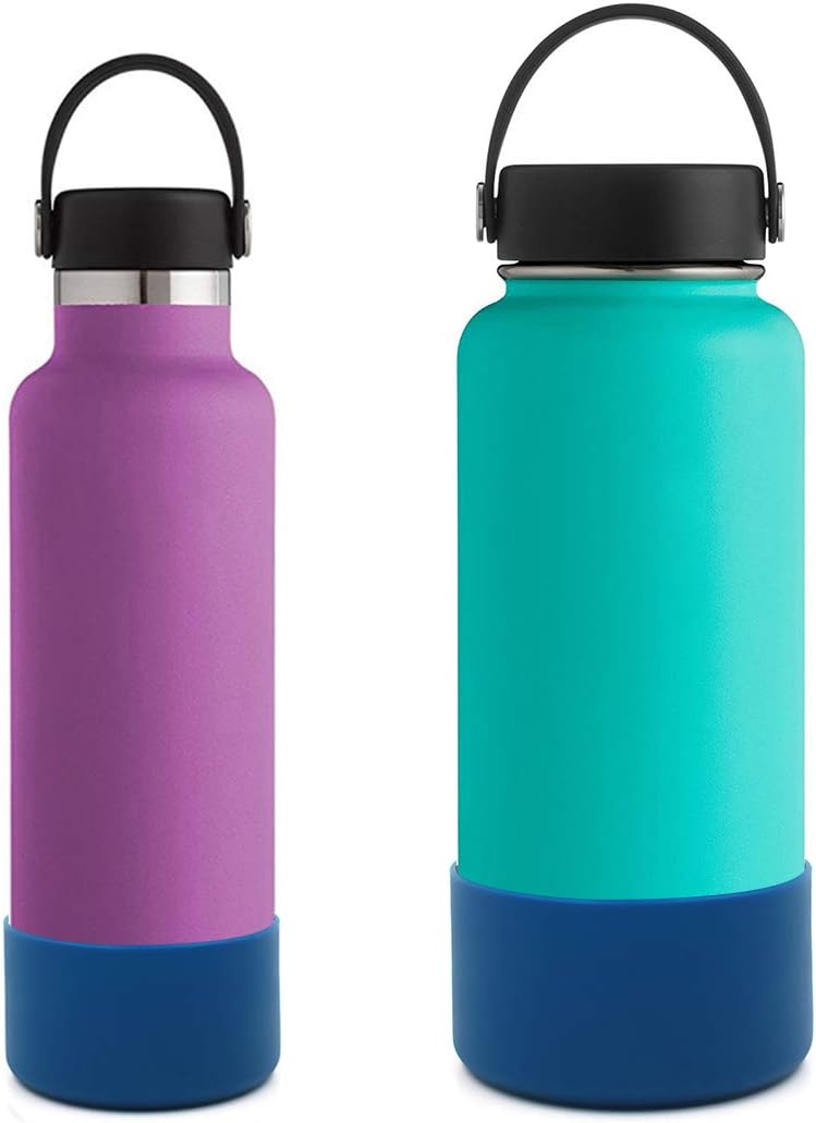 Flaskars Protective Silicone Boot for 12oz - 40 oz Hydroflask Water Bottles Anti-Slip Bottom Stanley Sleeve Cover Bumper (Black, Fits Hydroflask 32 and 40 OZ)