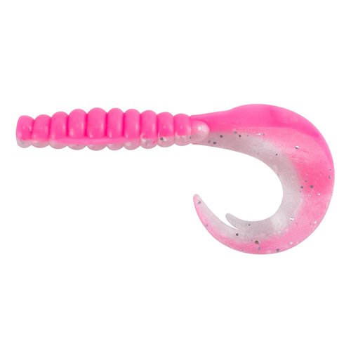 Dr.Fish 10 Pack Grub Soft Fishing Lures, 3 inch Soft Plastic Baits Worm Swimbaits Ribbon Tail Shad Bait for Freshwater Bass Fishing Lures Crappie Walleye Panfish Pink and White