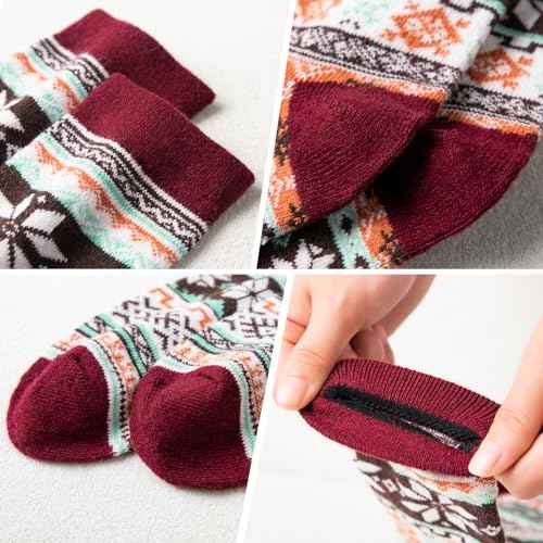 Wool Socks for Women - Womens Wool Socks Winter Sock for men Warm Thick Knit Soft Vintage Casual Crew Sock