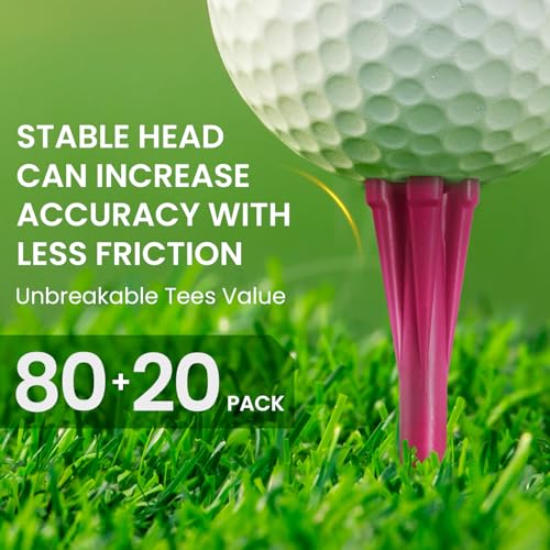 Golf Tees Plastic 100 Pack - Pink 3 1/4" and 1 1/2" Varieties