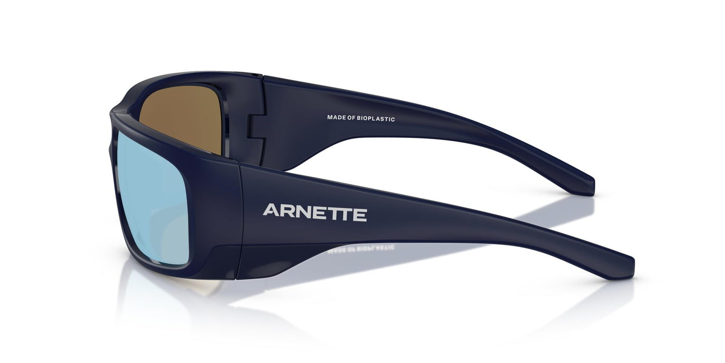 ARNETTE Man Sunglasses Dark Blue Matte Top/Shiny Frame, Dark Grey Mirror Water Polar Lenses, 62MM
