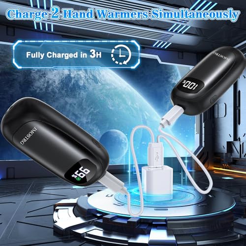 Hand Warmers Rechargeable 2 Pack, Electric Dual-Sided Heating with LED Display & Flashlight, Max 127¢µ, 13Hrs Long Lasting Pocket Heater for Raynauds, Hunting Essentials, Golf Gifts for Men Women