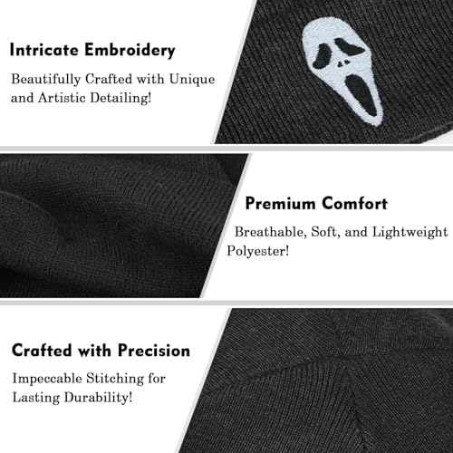 Cool Beanies Embroidered Knit Hats Beanie Fall Winter Black Graphic Knit Hat Cap for Women Men