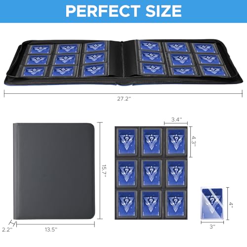 Black TopLoad Card Binder with 20 Toploaders - 9 Pocket Collectors Album