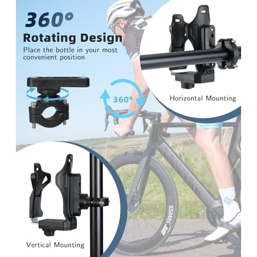 MoKo Bike Water Bottle Holder, Adjustable Bike Water Bottle Cage for 1.9-3.6" Diameter Bottle, for Handlebar & Frame, Motorcycle Cup Holder with Screw Tool, for Bicycle/Stroller/Scooter/Wheelchair/ATV