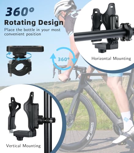 MoKo Bike Water Bottle Holder Adjustable 1.9-3.6 Inch Dark Black