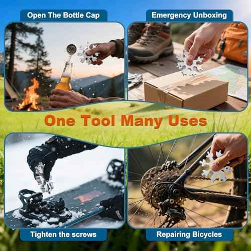 Stocking Stuffers For Men - 18 in 1 Snowflake Multitool for Men, Mens Gift for Christmas, Gift for Dad, Snowflake Bottle Opener/Screwdriver Kit/Wrench Kit, Durable and Easy To Carry