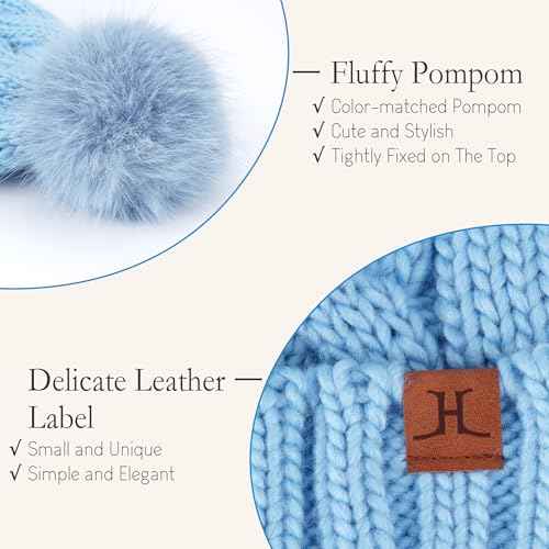 FZ FANTASTIC ZONE Womens Pom Pom Winter Hat Warm Cable Knit Beanie Hats for Women Skull Cap with Thick Fleece Lined Gifts