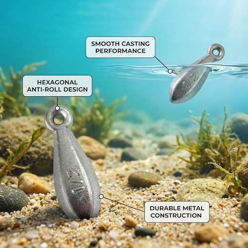 6 Ounce No-Roll Hexagonal Fishing Sinkers for Saltwater & Catfish - 8pcs