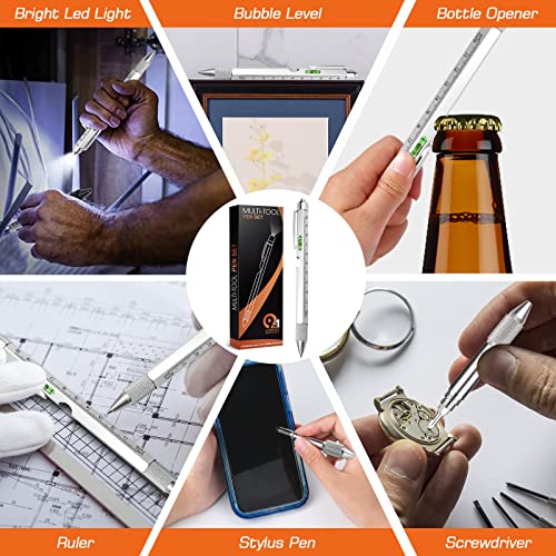 Multi Tool Pen 9-in-1 DIY Gadget for Men Dad Handyman - Silver