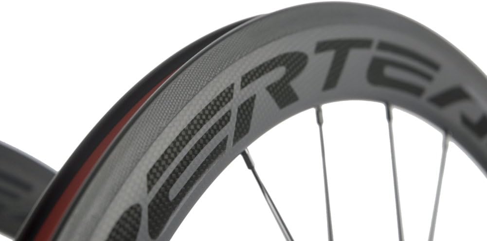 Superteam Carbon Fiber Road Bike Wheels 700C Clincher Wheelset 50mm Matte 23 Width (Transparent Decal)