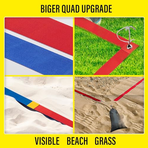 Short Court Beach Volleyball Boundary Lines 26.3' x 52.6' - Red & Blue