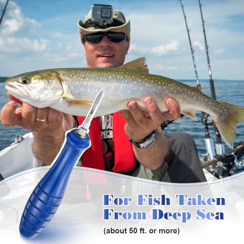 Fish Venting Tool with Blue Handle and Stainless Steel Needles for Deep Sea Fish Relief - Fish Venting Kit