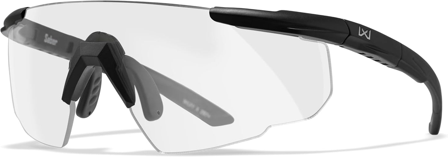 Wiley X Saber Advanced Shooting Glasses ANSI Z87.1+ Safety Sunglasses for Men and Women, UV and Eye Protection for Hunting and Shooting Matte Black Frames, Clear Lenses, Ballistic Rated