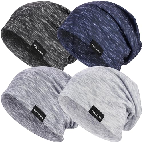 Multicolor 4-Pack Cotton Slouchy Beanie Hat for Men Women - UV Protection & Breathable Summer Headwear