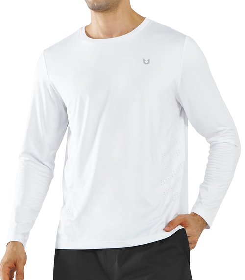 NORTHYARD Men's Running Athletic Shirts Long Sleeve Quick Dry Workout Gym Shirt Lightweight UPF 50+ Fishing Hiking Rash Guard White L