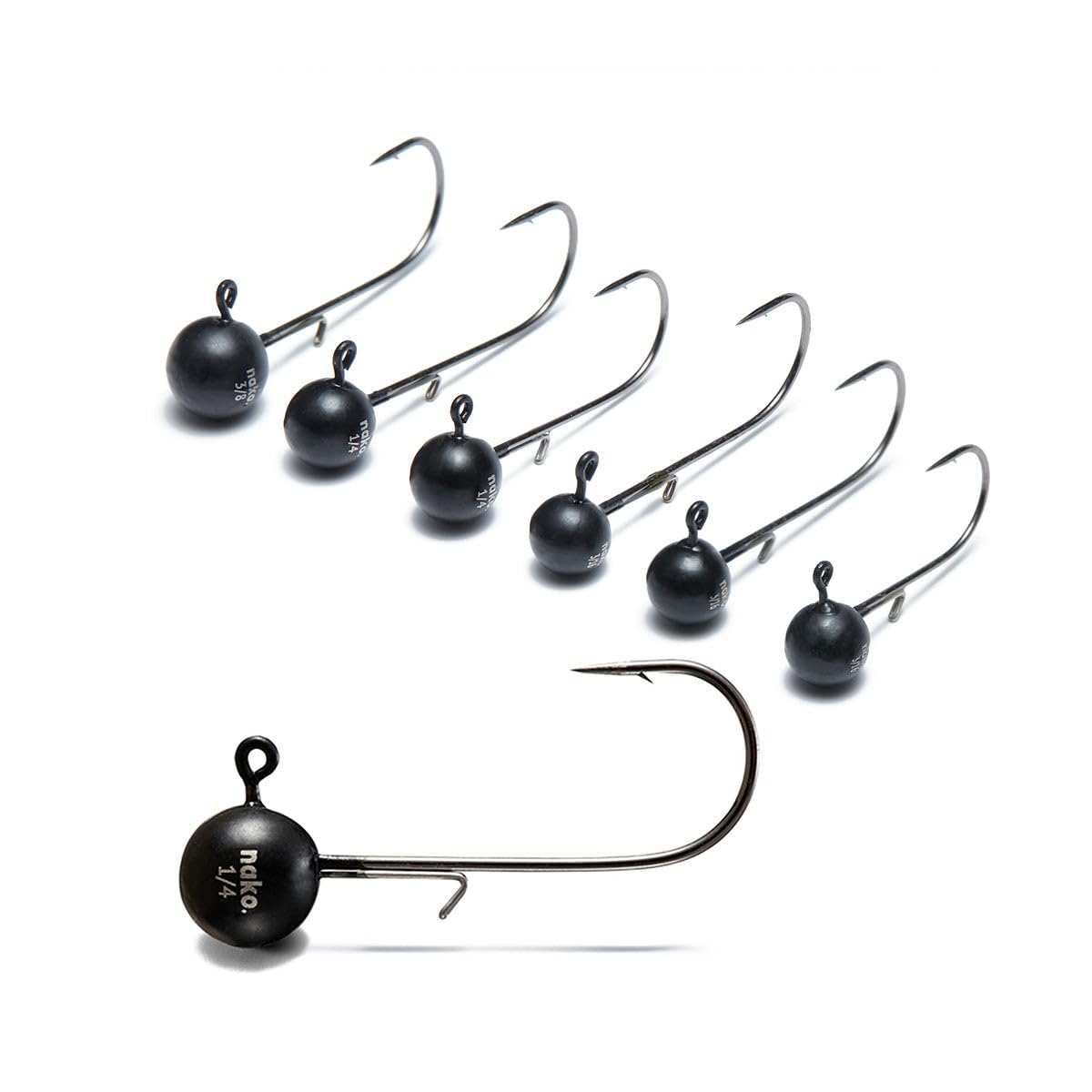 Nako 200% Sensitive Tungsten Ball Jig Heads - No Chip Black - Tungsten Fishing Jig Heads (1/32 oz - #4 Hook - 5 Pack) - Crappie Jig Heads