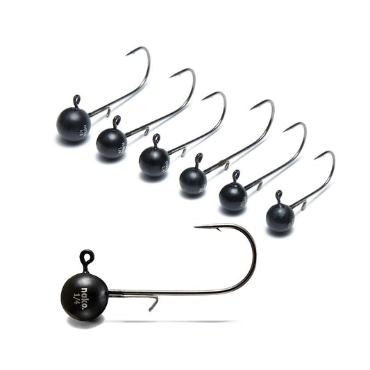 Nako 200% Sensitive Tungsten Ball Jig Heads - No Chip Black - Tungsten Fishing Jig Heads (1/32 oz - #4 Hook - 5 Pack) - Crappie Jig Heads