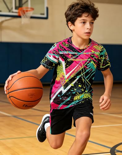 Kids Mesh Athletic T-Shirt - Quick Dry, Moisture Wicking, Neon Color 11-12Y