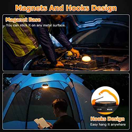 Yizhet 2 Pack LED Camping Lantern, Camping Lamp Flashlights, Camping Light with Magnetic Base 5 Modes Portable Outdoor Tent Light for Hiking Fishing Camping (AAA Batteries Need Self-provided)