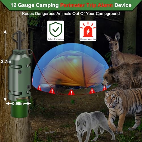 Perimeter Trip Alarm - 12 Gauge Camping Wire Alarm System with Screws - Dark Green (Variation 1)