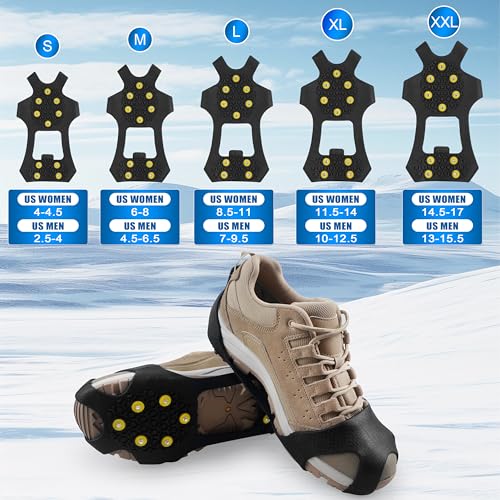 Ice Cleats Snow Traction Crampons for Shoes & Boots XXL 13-15.5 - Anti Slip