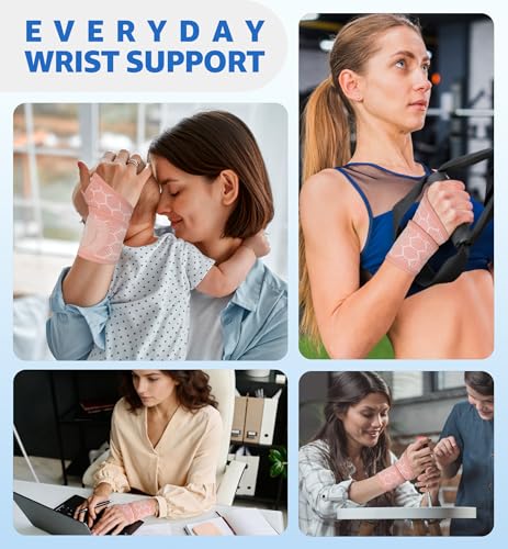 Pink Upgraded 3D Knit Breathable Wrist Brace - Adjustable Support for Pain Relief, Carpal Tunnel & Sports, One Size