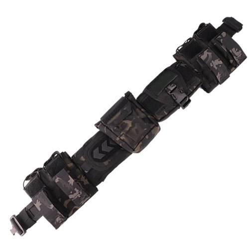 YAKEDA Tactical Battle Belt Duty Belts Law Enforcement Police Utility Belt With Pouches 7 in 1 (Black CP)