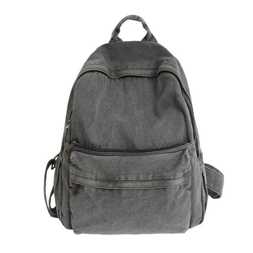 TYHOTULY Lightweight Travel Denim Backpack Vintage Daypack Y2K Backpack Multipurpose Adjustable Shoulder Bags for Women Men (Grey)