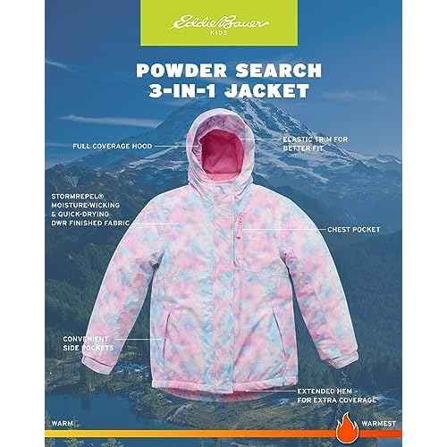 Eddie Bauer Kids' Ski Jacket - Waterproof 3 in 1 Insulated Coat with Removable Shell Jacket for Boys and Girls (3-16)