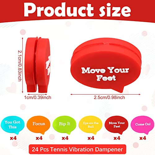 24 Pcs Tennis Vibration Dampeners with Colorful Speech Bubble Design - Compatible with Rackets