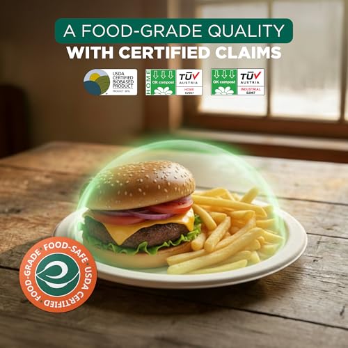 Eco Soul 6-Inch Disposable Bagasse Paper Plates 400 Pack Natural