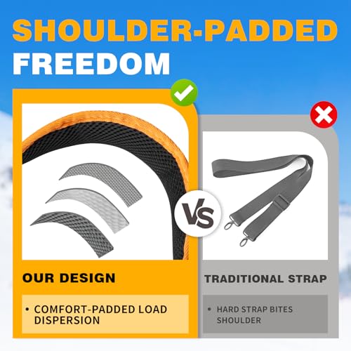 Mellbree Ski Carrier Strap, Ski Strap and Pole Carrier for Easy Transportation of Your Skiing Accessory, Pole, Skimate and Boot, Adjustable Size - Feel Comfortable Walking to and From the Mountain