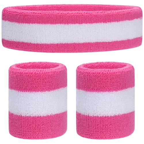 ONUPGO Kids Sweatbands Toddler Headband Wristband Set - Athletic Cotton Baby Sweat Band for Kids Youth Baby (1 Headband + 2 Wristbands)
