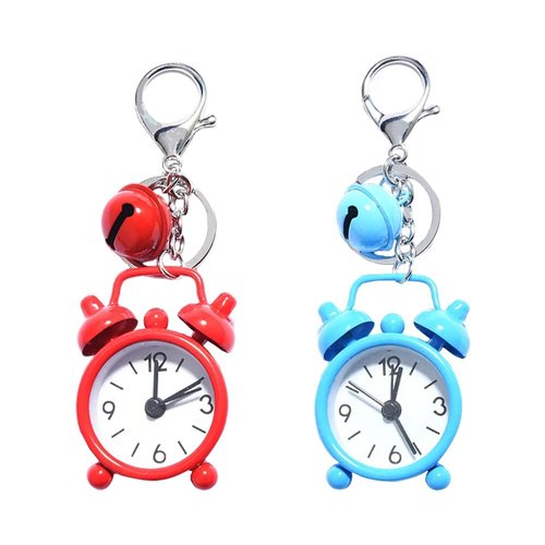 Opexicos 2Pcs Mini Alarm Clock Car Keychain Creative Car Ornament Bag Pendant Ornament Couple Key Chain Small Gift