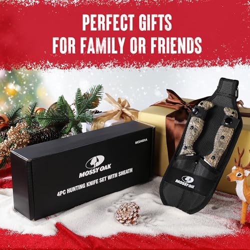 Camouflage Mossy Oak Field Dressing Kit - 4-Piece Hunting Knife Set with Sheath