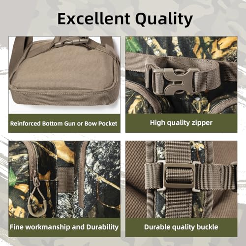 Blessedleaf Camo Hunting Backpack for Men with Rifle & Bow Carrying