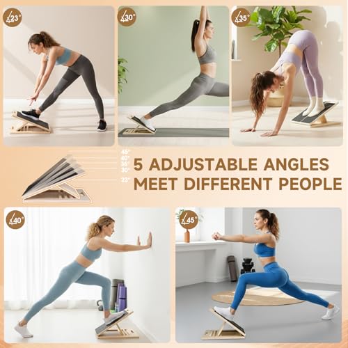 Adjustable Wooden Slant Board for Calf Stretching and Balance Training