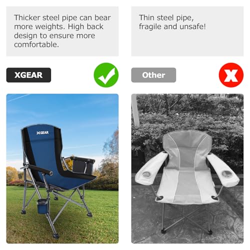 XGEAR Portable Camping Chair for Adults Outdoor Foldable Blue Variation